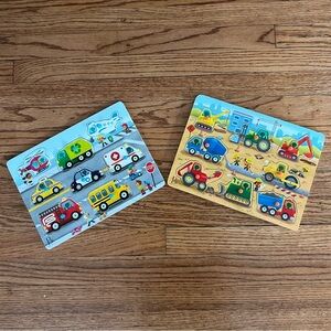 B. Toys Set of 2 Wooden Peg Vehicle Puzzles